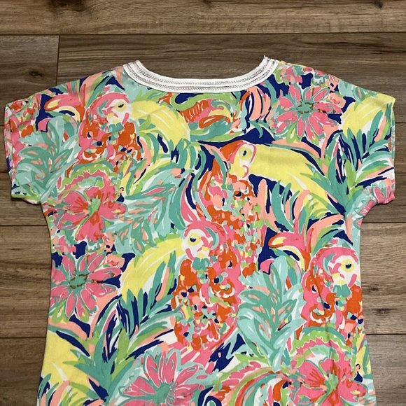 Lilly Pulitzer Harlow Tunic Dress SZ Small Casa Banana Tropical Floral Rayon - Picture 11 of 11